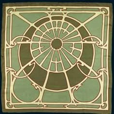 an art deco tile design in shades of green and brown