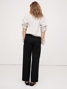 Reach for these pants when your schedule calls for all-day comfort—we kept the silhouette casual, adding a concealed elastic waistband at back for a custom fit.  Here, we cut this pant in a luxuriously soft, buttery feeling blend of TENCEL™ lyocell and organic cotton.  Relaxed Tapered fit: High rise (11") with a relaxed fit through the thigh and tapered leg.  Ankle length.  Sustainability: Made with certified organic cotton and TENCEL™ lyocell, a sustainably sourced fiber from responsibly-harves Classic Pants With Straight Hem For Loungewear, Classic Straight Hem Pants For Loungewear, Relaxed Fit High-waisted Wide Leg Pants For Business Casual, Relaxed Fit Wide-leg Dress Pants For Workwear, High-waisted Wide Leg Pants For Business Casual, Relaxed Fit Wide-leg Business Casual Pants, Effortless Relaxed Fit Straight Leg Pants, Versatile Wide-leg Dress Pants With Relaxed Fit, Relaxed Straight Leg Work Pants