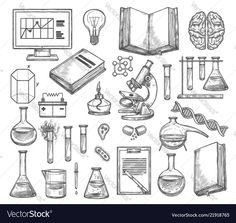 hand drawn doodle science and laboratory equipment set stock photo royaltyvectors, images and