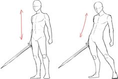 how to draw a man with two swords