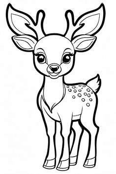 Deer Coloring Page 5 for Kids Wild Animals Drawing Easy, Cartoon Deer Drawing Easy, Deer Outline Drawing, Deer Cartoon Images, Wild Animals Drawing, Zebra Coloring Pages, Forest Coloring Pages Kids Woodland Animals