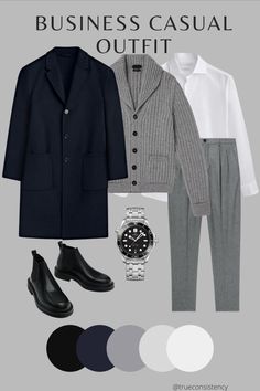 Classic Winter Outfits For Men, Business Man Outfit, Business Outfits Men, Business Casual Outfits Men, Office Outfit Men, Essential Clothes, Classy Clothing