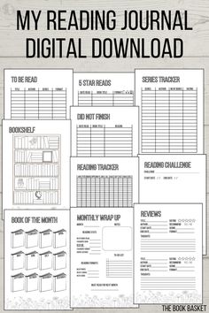 the printable reading journal is shown in black and white