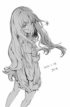 a drawing of a girl with long hair