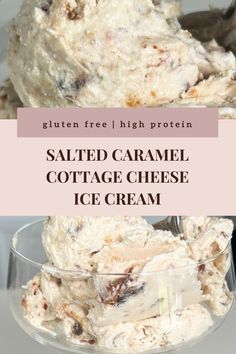 This healthy salted caramel cottage cheese ice cream is gluten free, high protein, refined sugar free, keto, low carb, low sugar, and clean eating. In a clear stemmed sundae cup is two scoops of ice cream. A creamy off white color with trails of dark caramel throughout and dark brown chunks of dates poking through for added texture. It's smooth, creamy, fluffy, and refreshing. Cottage Cheese Dessert Recipes, Gluten Free High Protein, Cottage Cheese Ice Cream, Cottage Cheese Desserts, Protein Ice Cream Recipes, Cheese Ice Cream, Gluten Free Ice Cream, Creami Recipes, Salted Caramel Ice Cream