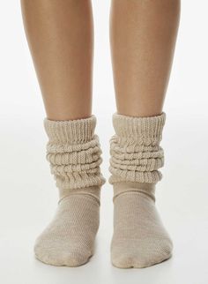 SCRUNCH CREW SOCK | Aritzia Cozy One Size Socks, Cozy Soft Socks For Spring, Cozy Mid-calf Spring Socks, Casual One Size Ribbed Socks, Comfortable Ribbed Cozy Socks, Comfortable Cozy Ribbed Socks, One Size Chunky Knit Casual Socks, One Size Casual Chunky Knit Socks, Casual One Size Chunky Knit Socks