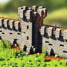 Minecraft Stone Wall, Minecraft Castle Walls, Minecraft Kale, Minecraft Medieval Castle, Minecraft Wall Designs, Minecraft Medieval Village, Villa Minecraft, Minecraft Castle Designs, Construction Minecraft