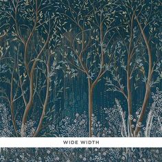 an image of a painting with trees and plants in the background that says wide width