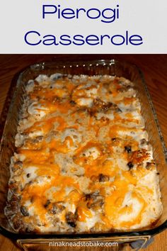 a casserole dish with cheese and mushrooms in it