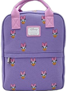 Disney Purple Travel Backpack, Disney Purple Backpack, Purple Disney Backpack, Disney Purple Back To School Bag, Purple Disney Bags For Back To School, Disney Purple Bags For Back To School, Purple Backpack For Disney Trips, Disney Canvas, Daisy Duck