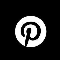 the letter p in a black and white circle with an arrow pointing up at it