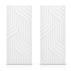 two white door panels with wavy lines on them