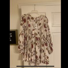 Free People Long Sleeve Flowey Flower Boho Dress Fall Floral Print Boho Beach Dress, Fall Beach Boho Dress With Floral Print, Fall Boho Dress With Floral Print For Beach, Printed Floral Dress For Fall Vacation, Spring Boho Sundress With Floral Print, Casual Boho Dress With Floral Print For Day Out, Spring Floral Dress With Boho Print And Flowy Fit, Spring Floral Boho Print Flowy Dress, Spring Flowy Floral Dress With Boho Print