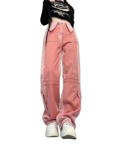 y2k-kawaii-fashion-Pink Cargo Trouser--Pinky Dollz Y2k High Rise Baggy Pants, Spring Baggy Y2k Flare Jeans, Y2k High Rise Cargo Jeans For Fall, Y2k Baggy Flare Jeans For Spring, Spring Y2k Baggy Flare Jeans, Baggy Pink Cargo Jeans For Streetwear, Spring Y2k Streetwear Pants, Retro High Waist Cargo Jeans For Spring, Y2k Straight Leg Bottoms For Spring