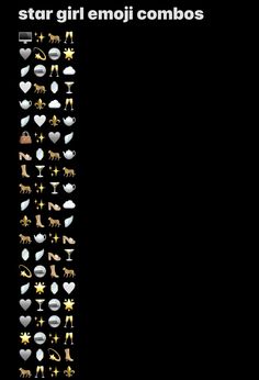 the star girl emoji combos are shown in gold, silver and black