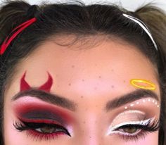 Cute Eye Makeup For Halloween, Holloween Makeup Cute, Makeup Idea For Halloween, Make Up Ideas Halloween Easy Diy, Cool Makeup Looks For Halloween, Cute Halloween Looks Makeup, Halloween Costume Makeup Looks, Halloween Makeup With Eyeshadow, Creepy Easy Halloween Makeup