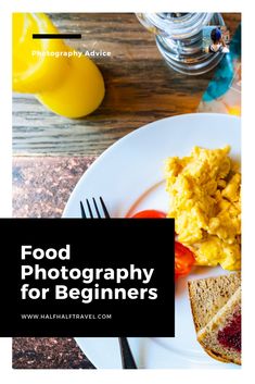 food photography for beginners on a plate with fork, knife and water bottle in the background