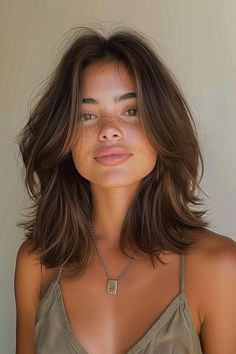 Hair Cuts Trends 2024, Mid Length Layers With Curtain Bangs, Dark Brown Hair Cuts Medium, Middle Length Haircut With Bangs, Hair Styles Layers Medium, Medium Brown Hair With Curtain Bangs, Brunette Curtain Bangs Medium Hair, Long Layers Face Framing Curtain Bangs Shoulder Length Hair