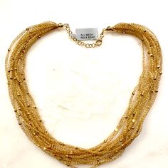 Nwt Italian Gold Mesh Bead Necklace. Beautiful Faceted Gold Beads. 12 Strand 18" Long Including Extension Chain. Gold Beaded Necklaces With Spacer Beads For Formal Occasions, Elegant Multi-strand Gold Beaded Necklaces, Elegant Multi-strand Gold Beads, Multi-strand Gold Beaded Necklaces For Jewelry Making, Multi-strand Gold Beaded Necklace For Jewelry Making, Gold Multi-strand Jewelry With Polished Beads, Elegant Necklaces With Gold Beads For Celebration, Elegant Gold Necklace With Faceted Beads, Gold Multi-strand Necklace With Gold Beads