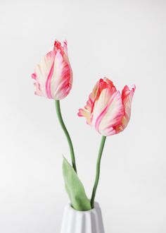 Pink Cream Faux Parrot Tulips Floral Vase Arrangements, Yellow Highlights, Parrot Tulip, Spring Flower Arrangements, Artificial Tulips, Parrot Tulips, Dogwood Flowers