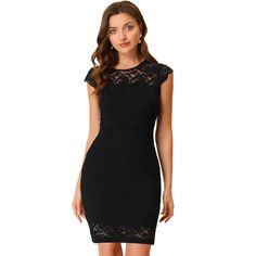 Suitable for spring, summer, and many occasions, such as work, business, prom, summer and formal parties, casual, etc. Made of stretch lace fabric, this dress features a floral lace design, is a body-hugging style, which makes you more charming. Pair with high heels can build a party cocktail look, and you can cover up with a trench coat in fall and winter, match with a lightweight shrug and bolero for spring and summer. Black Lace Bodycon Dress, Stretch Lace Fabric, Bodycon Dress Black, Formal Parties, Shrugs And Boleros, Knitted Bodycon Dress, Lace Bodycon, Lace Bodycon Dress, Fabric Floral