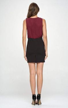 This Two Tone Color Block Sleeveless Dress is a must-have for any fashion-forward individual. Its unique design features two contrasting colors that create a bold and eye-catching look. The dress is made from high-quality materials, ensuring both comfort and durability. The sleeveless design adds a touch of elegance, making it perfect for any occasion. The dress is versatile and can be dressed up or down, making it a staple piece in any wardrobe. Its structured fit flatters all body types, and the model height of 5`-8' showcases its versatility. Make a statement with this one-of-a-kind dress, available now at BrandMyCase.com. Don't miss out on the opportunity to add this unique piece to your collection. Order now and elevate your style game! Sleeveless Mini Dress For Work, Spring Black Color Block Mini Dress, Black Color Block Mini Dress For Spring, Chic Black Color Block Mini Dress, Chic Sleeveless Color Block Dresses, Black Dress With Contrast Color For Work, Fitted Sleeveless Color Block Dress, Sleeveless Color Block Dress For Night Out, Black Mini Sleeveless Dress For Work