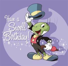 a cartoon character wearing a top hat and holding onto a birthday card with the words have a swell birthday on it