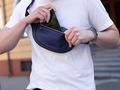 Soft Leather Belt Bag - Navy | Waist Bag by olpr USA Modern Shoulder Bag With Hidden Phone Sleeve For Everyday, Modern Belt Bag With Anti-theft Pocket For Daily Use, Modern Belt Bag With Phone Holder For Daily Use, Modern Everyday Belt Bag With Cell Phone Pocket, Casual Belt Bag With Anti-theft Pocket, Modern Belt Bag With Smooth Grain For Daily Use, Leather Belt Bag With Anti-theft Pocket For Everyday, Modern Belt Bag With Cell Phone Pocket, Modern Belt Bag For Daily Use