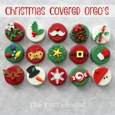 christmas covered oreo's are displayed on a white surface with the title overlay