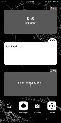 an iphone screen with the text black is a happy color