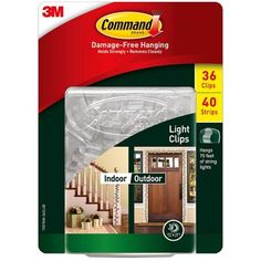 3m command door clips with clear adhesivee on the front and side of it