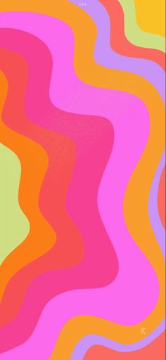 an abstract background with wavy lines in pink, orange and green