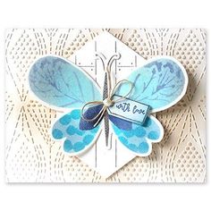 a card with a blue butterfly on it