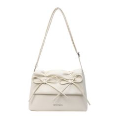 Aesthetic Bow Solid Color Leather Shoulder Bag