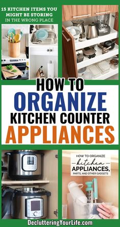 how to organize kitchen counter appliances with pictures on the front and back