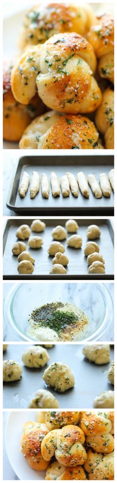 different views of food being prepared on trays