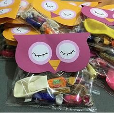 some candy bags with owls on them