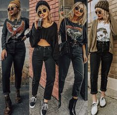 Jean Looks, Outfit Ideas Jeans, Mom Jeans Outfit Winter, Be A Good Person, Rocker Outfit, Casual Goth, A Good Person, Mom Jeans Outfit