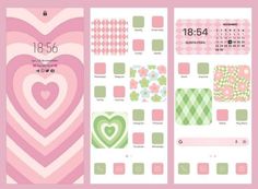 the pink and green heart theme is displayed in this screenshote screen shot from an iphone