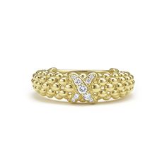 A pavé diamond X-motif is framed by 18K gold Caviar beading on this easy-to-wear ring. LAGOS diamonds are the highest quality natural stones. Pave Diamonds, Natural Stones, Diamond Ring, Beading, 18k Gold, Diamonds, Beads, Ring, Stone