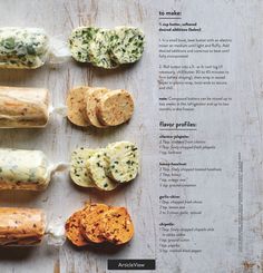 an image of different types of breads on a cutting board with instructions to make them