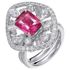 A ring that looks stunning from the front and even more stunning from the side Mahenge with large countertop With a super sweet velvet texture Finger candies in winter With GUILD certificate S:3.05ct d:3.613ct 12.422g GUILD Hot Pink Velvety Effect Discover true elegance with our GEMCOOK JEWELLERY 3.05ct Hot Pink Mahenge Ring. Featuring a striking 3.05ct Hot Pink Mahenge gemstone, this ring is a must-have for any jewelry collection. Make a statement with this stunning piece that exudes luxury and Spinel Stone, White Stone Ring, Spinel Ring, Velvet Texture, Pink Men, Super Sweet, Cocktail Rings, White House, Hot Pink