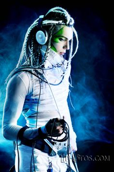 by Kiselev Andrey Futuristic Hair, Emotion Expression, Goth Rave, Artistic Background, Post Apocalyptic Fashion, Rave Costumes