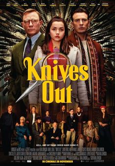 the poster for knives out starring actors