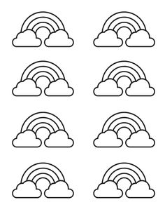 nine rainbows with clouds in black and white