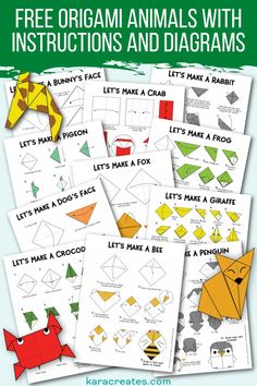 origami animals free printables for kids and adults to make their own