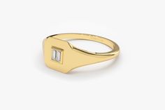 "Baguette Diamond Pinky Ring in 14k Solid Gold / Diamond Signet Ring / Simple Classic Minimalist Baguette Pinky Ring / Diamond Ring Item Details *Made to Order *Gold Kt: 14K (also available in 18K & Platinum upon request) *Available Gold Color: Rose Gold, Yellow Gold, White Gold *Baguette Diamond: 2 pcs 3 x 1.25 MM *Total CTW: 0.09 * Diamond Color-Clarity: G Color VS2 Clarity *Ready to Ship in 7-10 Business Days If you have any additional questions about this ring, just hit the \"Message Fer Classic Baguette Rings For Everyday, Classic Gold Baguette Diamond Ring, Classic Gold Baguette Ring, 14k Gold Baguette Rings With Baguette Diamonds, Gold Baguette Rings For Formal Occasions, Modern Baguette Gold Rings, Luxury Everyday Diamond Ring With Polished Finish, Timeless Gold Baguette Diamond Ring, Modern Everyday Diamond Ring With Baguette Diamonds