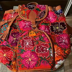 Never Used! In Very Great Condition! Like New Condition! No Tares Or Holes Or Stains! Embroidered Backpack, Color Orange, Bag Lady, Like New, Backpacks, Orange, Women Shopping, Color