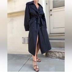 Excellent Condition No Trade Closet No Model Measurements Pit To Pit 22” Length 43 Chic Black Outerwear With Hidden Button Closure, Spring Black Outerwear With Hidden Button Closure, Black Outerwear With Hidden Button Closure For Spring, London Fog, Trench Coats, Model Measurements, Trench Coat, Jackets For Women, Jackets & Coats