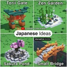 four different types of japanese gardens in minecraft